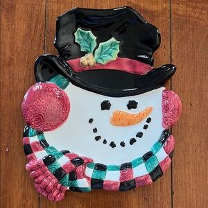 Fitz and Floyd Snowman Holiday decorative plate.